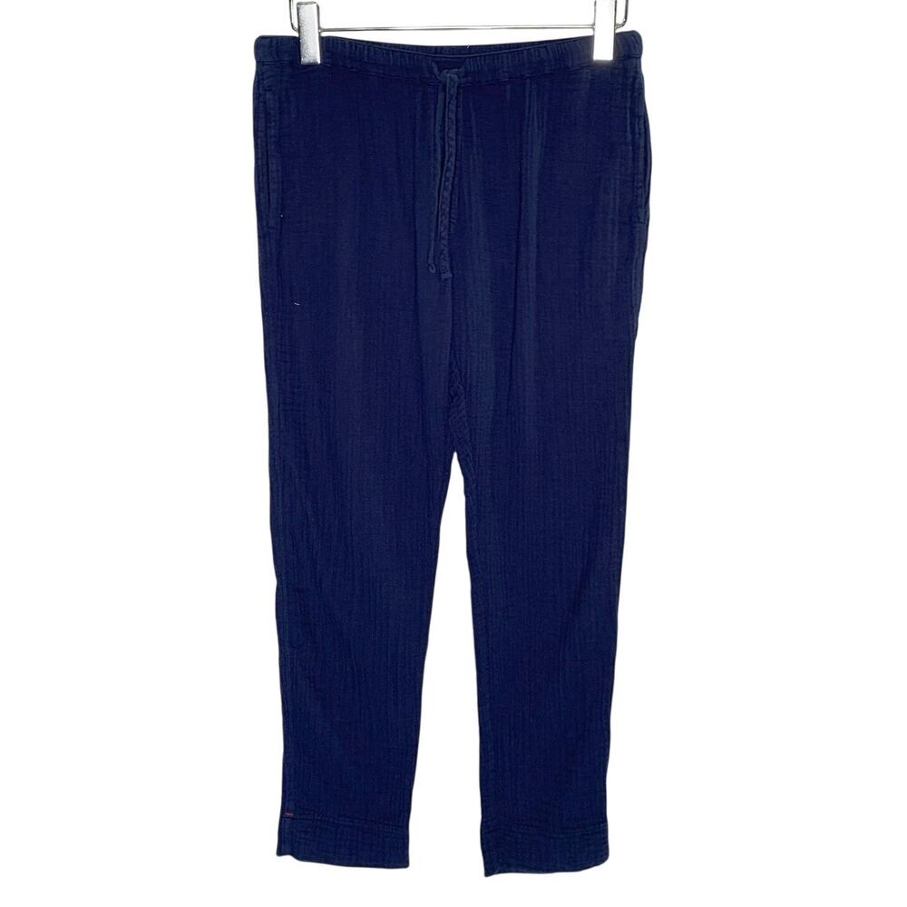 Xirena Waffle Knit Texture Pants M Navy Elastic Waistband Drawstring Tapered